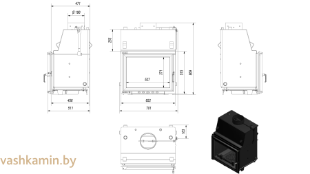 ZUZIA/PW/15/W каминная топка с водяным контуром