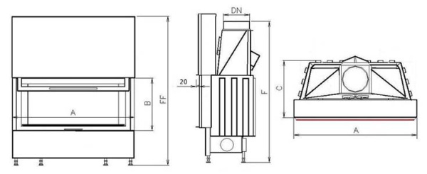 KOBOK Chopok L 73, VD 800*570 Каминная топка с подъёмом