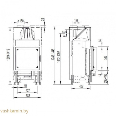 Austroflamm 45x51 K Каминная топка с радиусным стекло