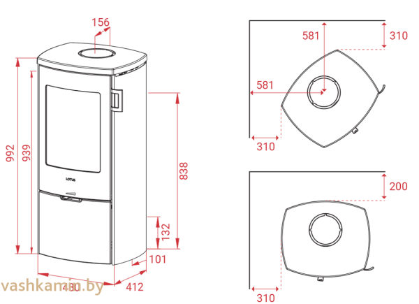 Печь-камин Lotus Mondo 3 Steel