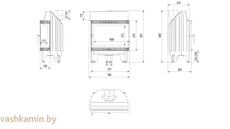 BLANKA/670/570/P/BS Угловая каминная топка Kratki