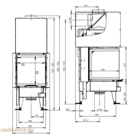 Austroflamm 48x51x51 S3 Compact Трёхсторонняя каминная топка
