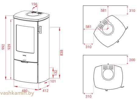 Печь-камин Lotus Mondo 3 Soapstone