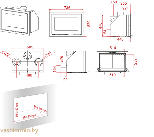 Каминная топка Lotus H470 Black Magic