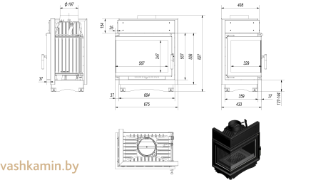 MAJA/L/BS 12 Каминная топка Kratki