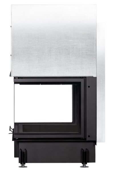 Топка ДЕЛЬТА 800B три стекла принтинг подовое горение черный шамот