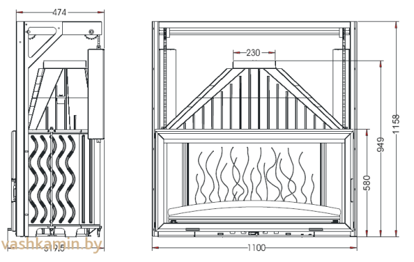 Каминная топка 1100 Grande Vision DO
