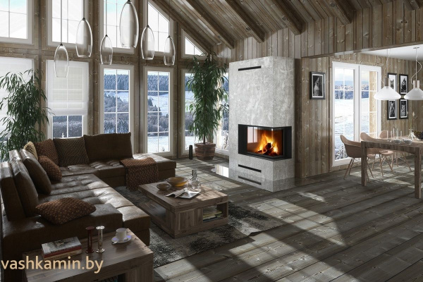 IMPRESSION R/L 2G S 58.60.34.21-угловая каминная топка с белым шамотом