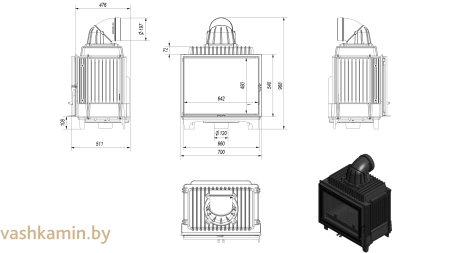 FRANEK/12/PF Каминная топка Kratki