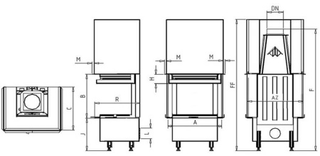 KOBOK Chopok 2R 90, VD 925*570*500 Каминная топка с подъемом