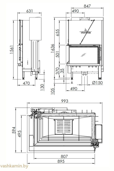 Spartherm Premium V-2L80h светлый шамот каминная топка