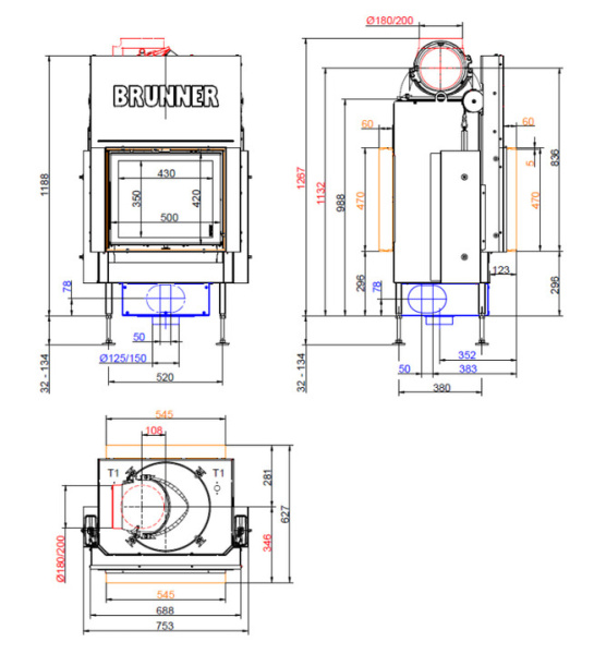 BKH tunnel 42-50 ST-DT Brunner каминная топка Green