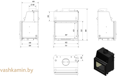 ZUZIA/PW/15/W/DECO каминная топка с водяным контуром