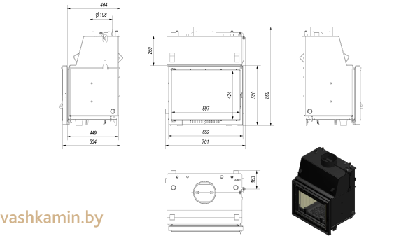 ZUZIA/PW/15/W/DECO каминная топка с водяным контуром