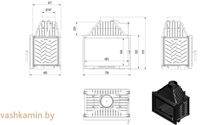 OLIWIA/DECO 18 Каминная топка Kratki