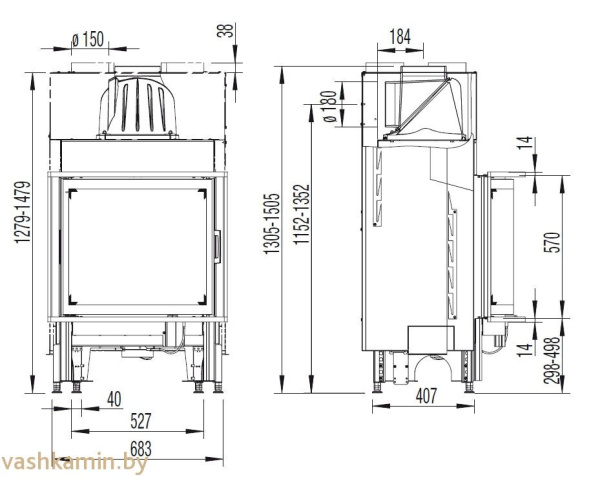 Austroflamm 65x57 K 2.0 Каминная топка