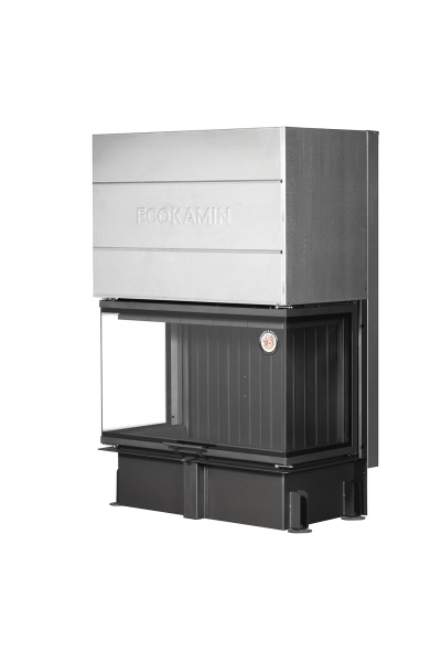 Топка ДЕЛЬТА 1000PВV три  стекла принтинг подовое горение черный шамот вертикальная ламель