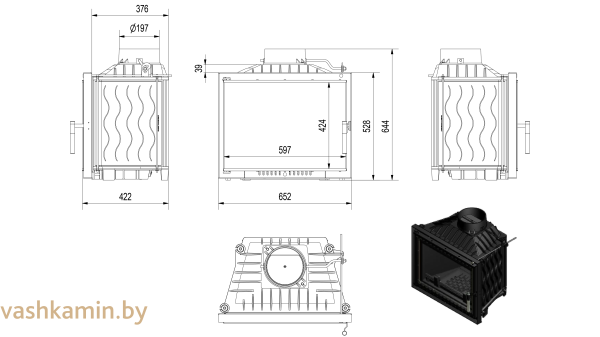 ERYK/DECO 12 Каминная топка Kratki