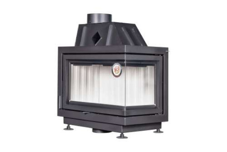 Топка АЛЬФА 700 RB два стекла правая белый/черный шамот(подовая)