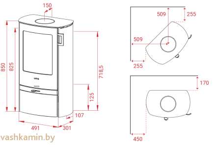Печь-камин Lotus Jubilee 15 Steel