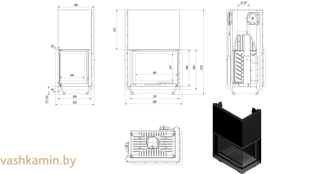 AMELIA/P/BS/G Угловая каминная топка Kratki