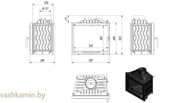 ANTEK/DECO 10 Каминная топка Kratki