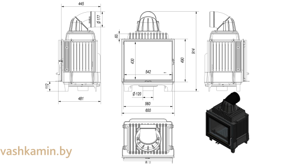 FRANEK/10/PF Каминная топка Kratki