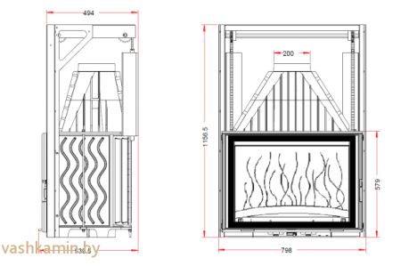 Каминная топка 800 Grand ANGLE DO