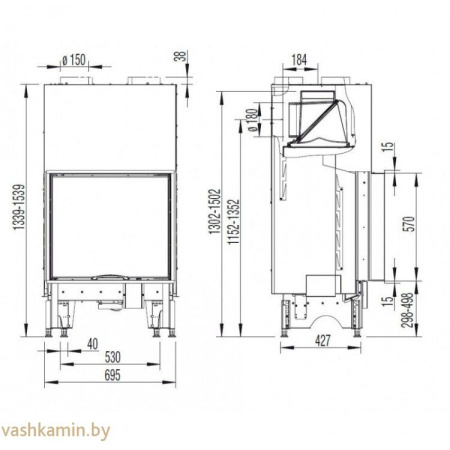 Austroflamm 65x57 S 2.0 Каминная топка с подъемом стекла вверх
