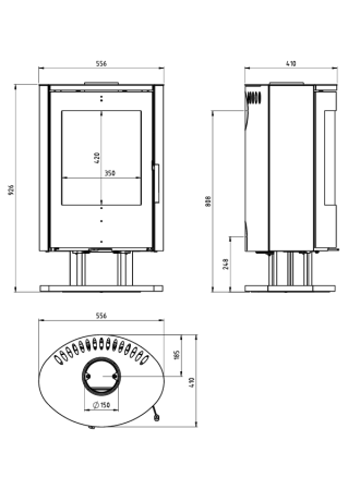 Печь-камин Ember E-16 Visočanski поворотная