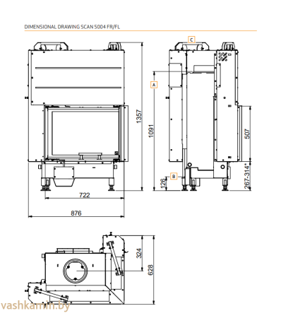 Scan 5004 FL Угловая каминная топка