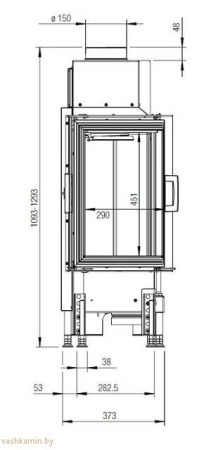 Austroflamm 38x38x57K Угловая каминная топка