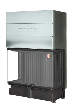 Каминная топка Экокамин ДЕЛЬТА 1200х800х450 PB три стекла подовая черный шамот