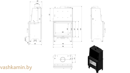 AQUARIO/A/18/PW/W  Каминная топка с водяным контуром