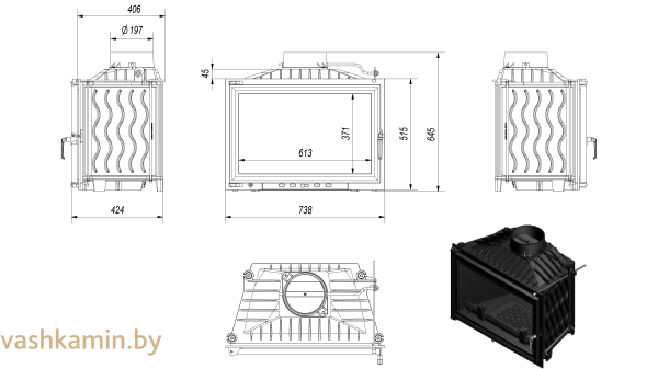 WIKTOR/PF 14 Каминная топка Kratki