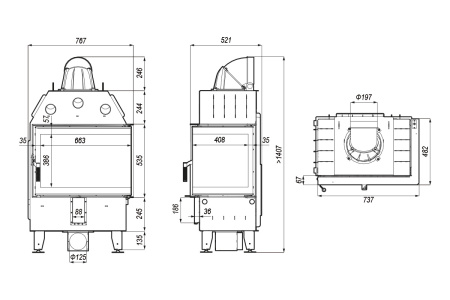 DEFRO HOME INTRA SM BP/BL  угловая каминная топка