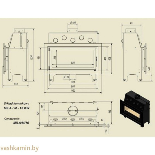 MILA/PF 16 Каминная топка Kratki