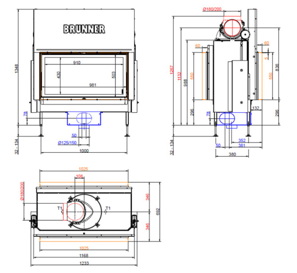 BKH tunnel 50-98 ST-KT Brunner каминная топка Green