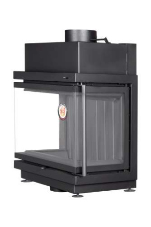 Каминная топка Экокамин АЛЬФА 700 три стекла подовая черный/белый шамот