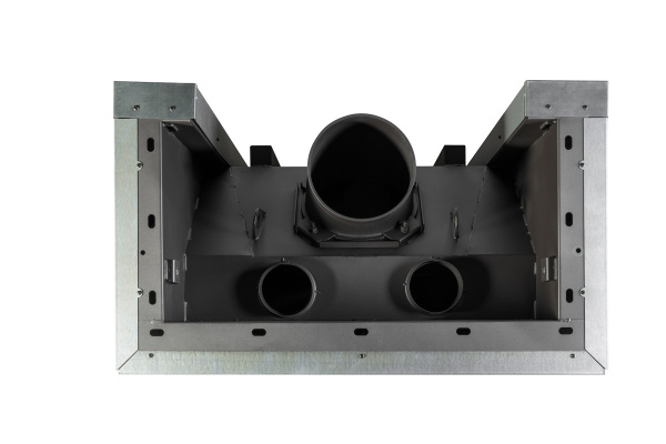 Топка ДЕЛЬТА 1000PВV три  стекла принтинг подовое горение черный шамот вертикальная ламель