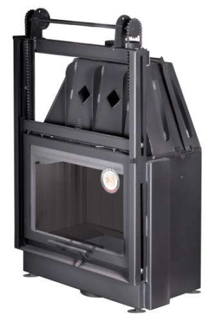 Каминная топка Экокамин АЛЬФА 700 KВ с контргрузом черный/белый шамот