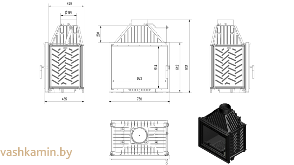 AMELIA/DECO 25 Каминная топка Kratki