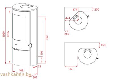Печь-камин Lotus Prestige Basic Steel