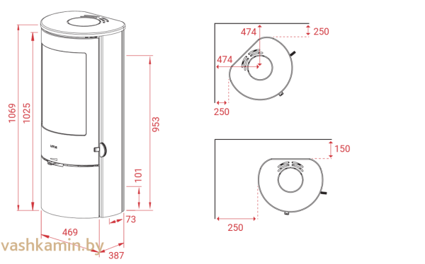 Печь-камин Lotus Prestige Basic Steel