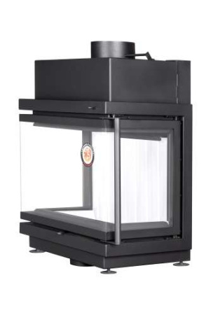 Каминная топка Экокамин АЛЬФА 700 три стекла подовая черный/белый шамот