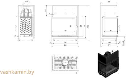 AMELIA/L/BS Угловая каминная топка Kratki