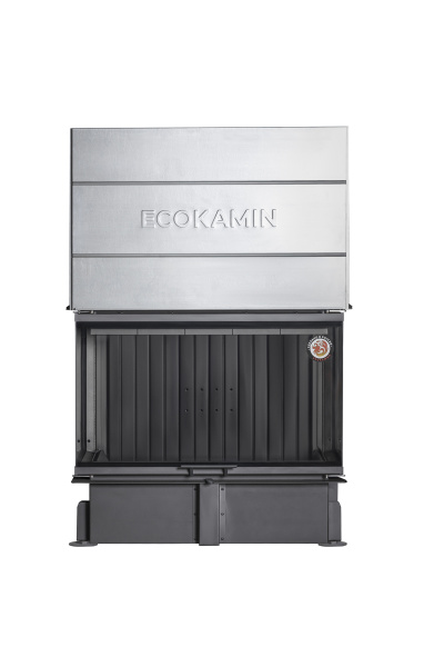 Топка ДЕЛЬТА 1000PВV три  стекла принтинг подовое горение черный шамот вертикальная ламель