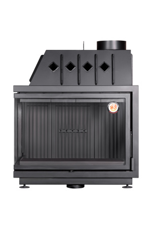 Каминная топка Экокамин Альфа 1000 R/L два стекла правая/левая белый/черный шамот