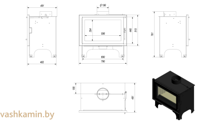 BASIA/PF Каминная топка Kratki