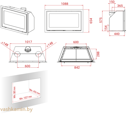 Каминная топка Lotus H570 W Black Magic